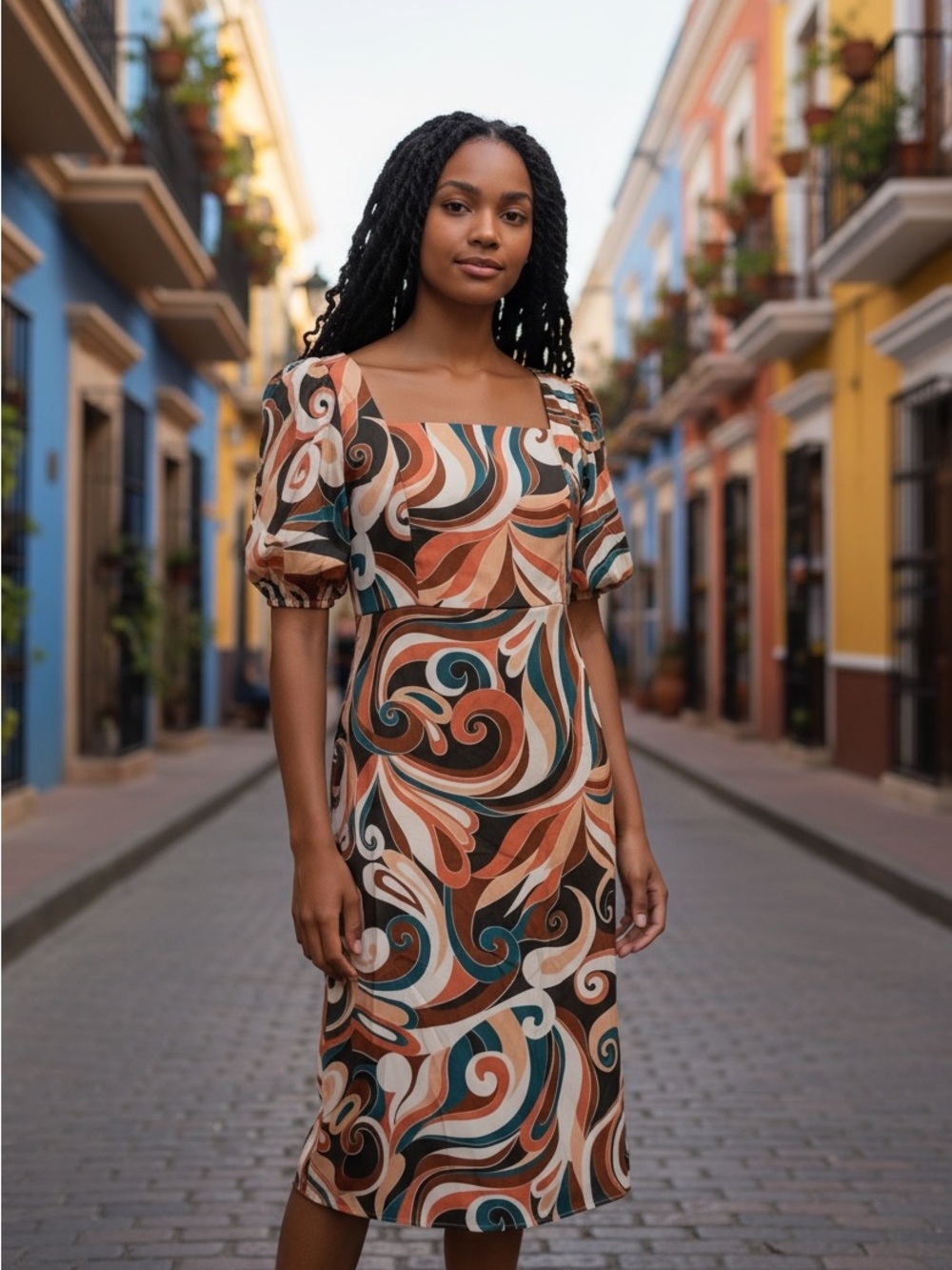 Emily Wonder Multi Color Swirl Dress